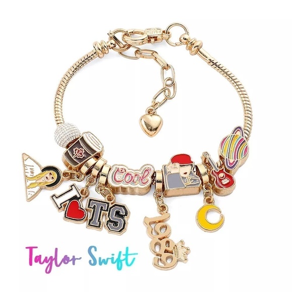 Taylor Swift I Gold Charm Bracelet Taylor Swift 1989 TS Swiftie Charms - Picture 1 of 8